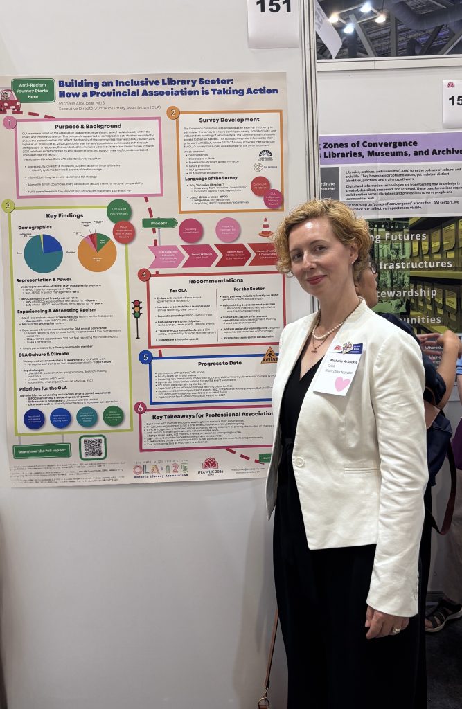 Michelle Arbuckle at the poster session during the IFLA World Library and Information Congress.